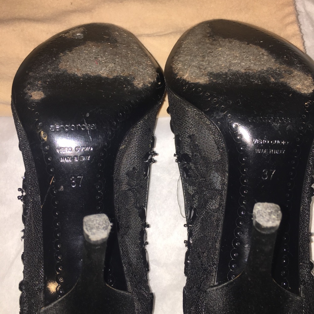 SERGIO ROSSI BLACK PEEP-TOE SHOES SIZE 37 - Picture 6 of 8